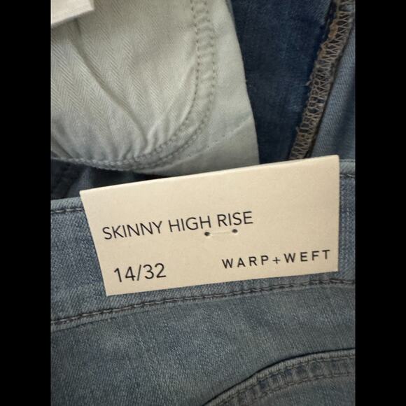 Warp + Weft Skinny High Rise Jeans 14/32 Chambray Stretch Cotton Denim NWT - Picture 13 of 15